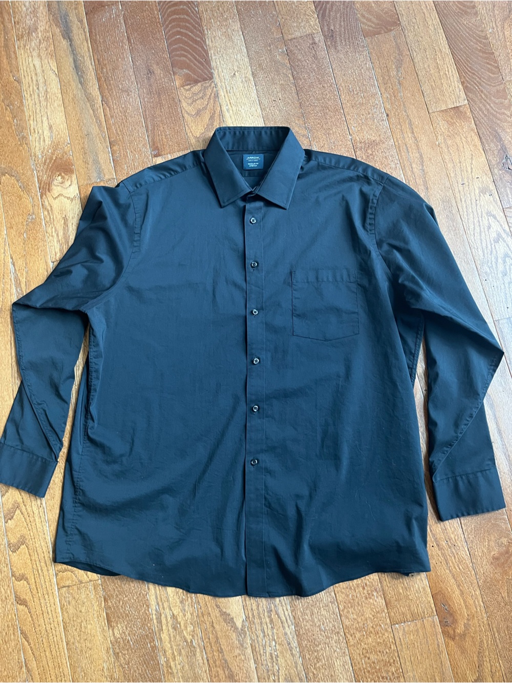 Arrow Men's Black Long-Sleeve Button-Up Dress Shirt, Size XL